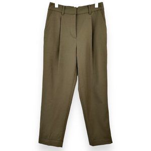 3.1 Phillip Lim Khaki Olive Green Pleated Relaxed Fit Wool Trousets Pants sz 2